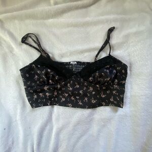 Floral Black Crop Top